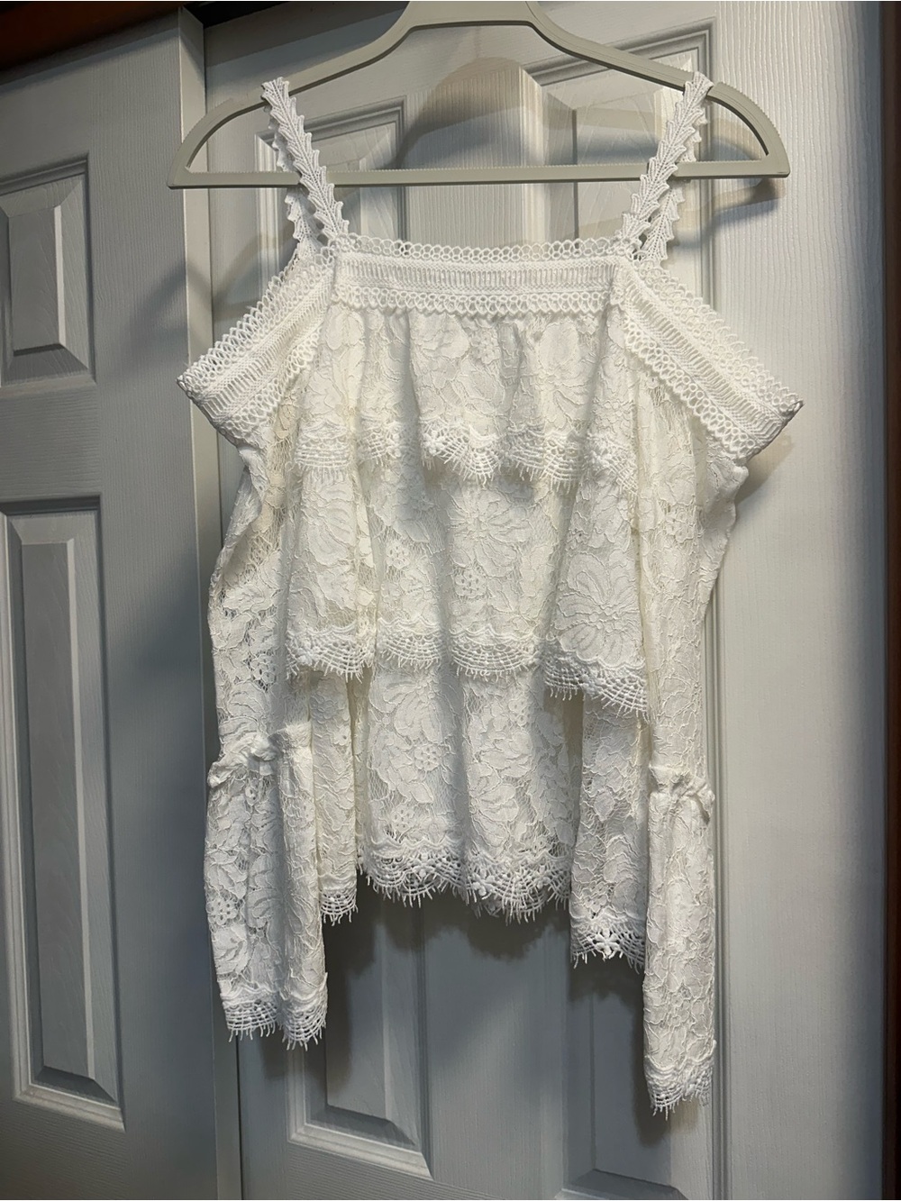 Ina White Lace Cold-Shoulder Camisole